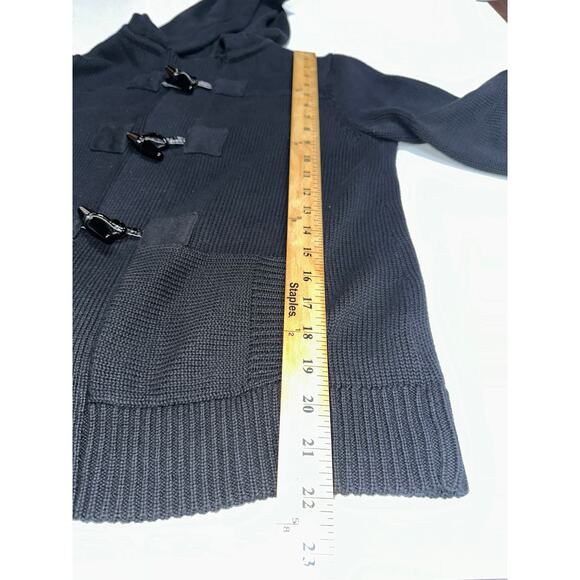 Lauren Ralph Lauren Cardigan Sweater Toggle Closure Hood Black M Timeless Preppy - Picture 10 of 13